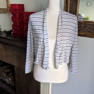 Cut Loose Striped Gray and White Shrug